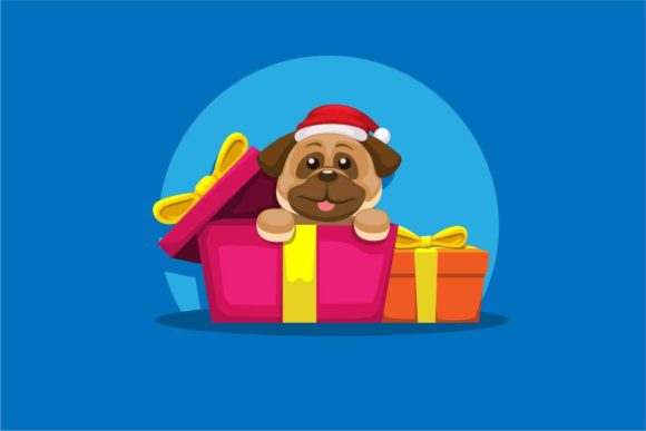 Download Puppy Buldog with Gift Box on Christmas - Christmas Collection
