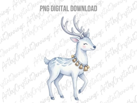 Download Cute Watercolor White Christmas Deer PNG - Christmas Collection
