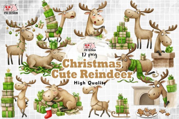Download Christmas Cute Reindeer Clipart PNG - Christmas Collection