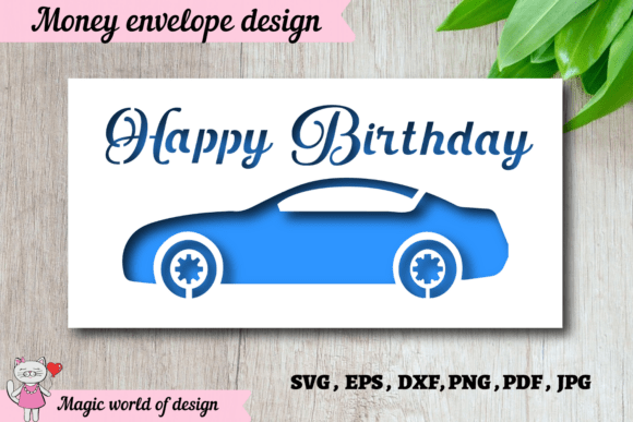 Download Gift Envelope for Money with a Car SVG - Car svg Collection