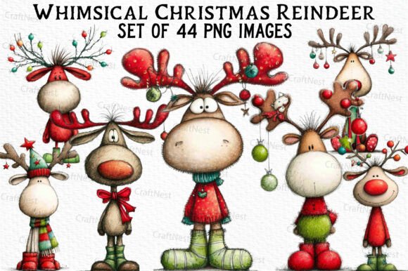 Download Whimsical Christmas Reindeer Clipart - Christmas Collection