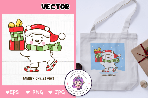 Download Cute Polar Bear Play Skate Christmas Box - Christmas Collection