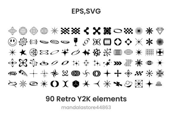 Download Retro Y2K Elements Vector Graphic Set - Vector graphic Collection
