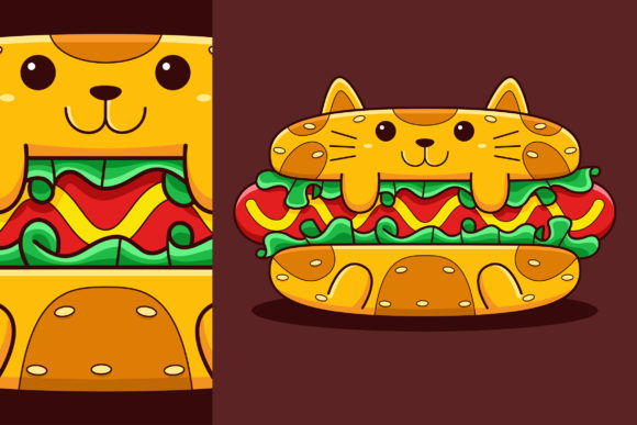 Download Cute Hot Dog Cat Vector Cartoon Style - Style Collection