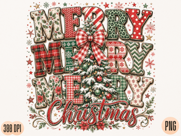 Download Merry Merry Merry Christmas Tree PNG Des - Christmas Collection
